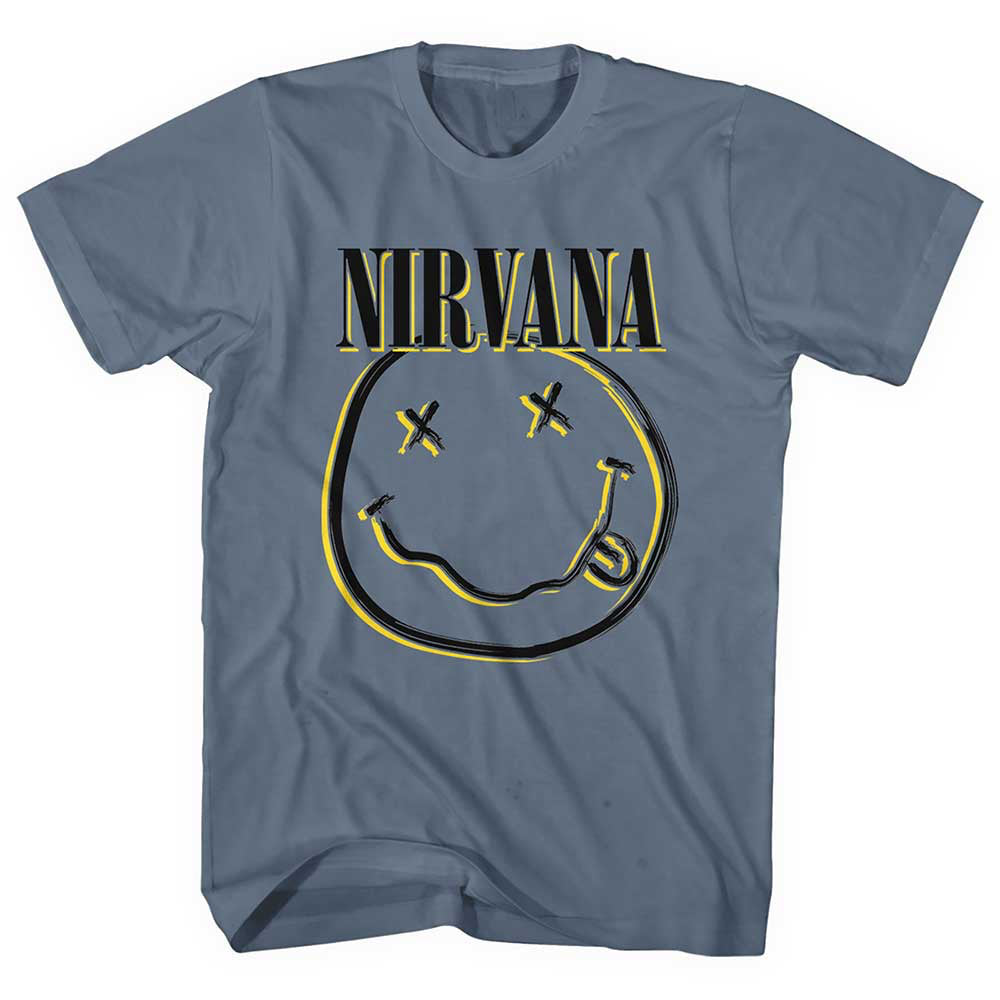 Nirvana - Kurt Cobain-Inverse Smiley - Sky Blue t-shirt