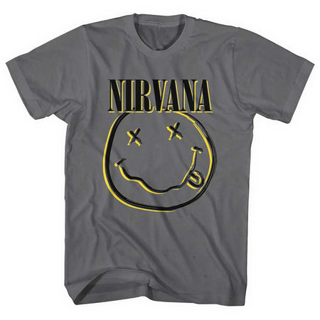 Nirvana - Kurt Cobain-Inverse Smiley - Charcoal Grey t-shirt