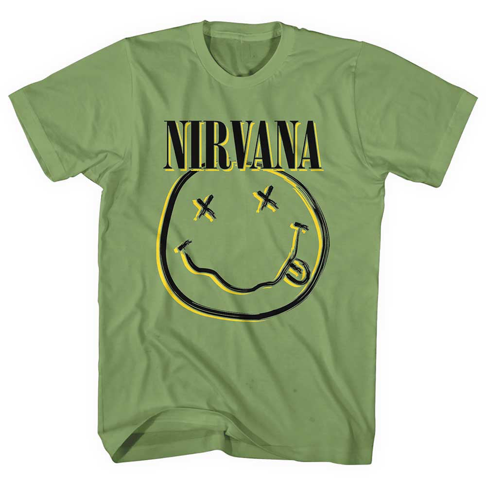 Nirvana - Kurt Cobain-Inverse Smiley - Green t-shirt