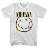 Nirvana - Kurt Cobain-Inverse Smiley - Off White Ringer t-shirt