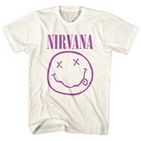 Nirvana - Kurt Cobain-Purple Smiley - Natural t-shirt