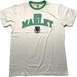 Bob Marley - Collegiate Crest - White Ringer t-shirt