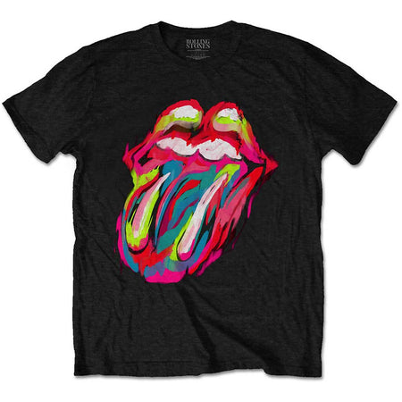 The Rolling Stones - Sixty Brushstroke Tongue- Black t-shirt
