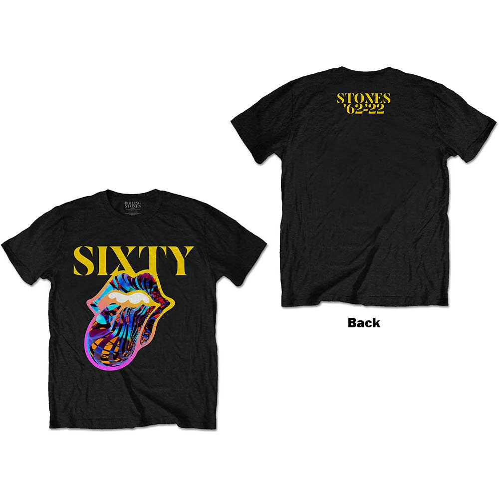 The Rolling Stones - Sixty Cybedelic Tongue with Backprint - Black t-shirt