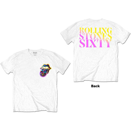The Rolling Stones - Sixty Gradient Text with Backprint - White t-shirt