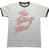Rolling Stones - Signature Logo - White Ringer  t-shirt