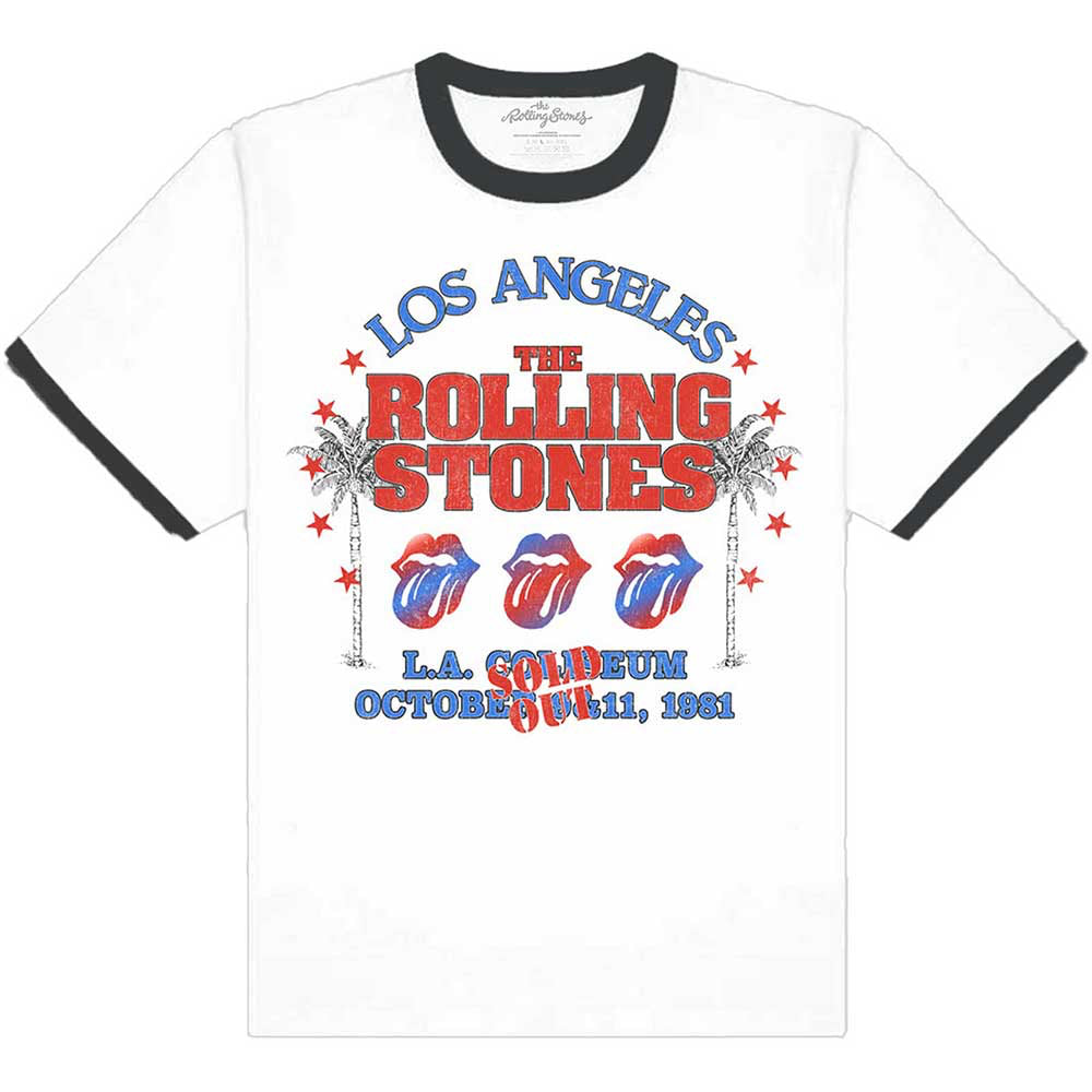 The Rolling Stones - American LA Tour Ringer -White  t-shirt