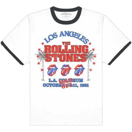 The Rolling Stones - American LA Tour Ringer -White  t-shirt