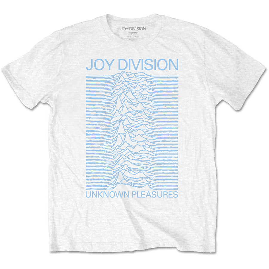 Joy Division Unknown Pleasures-Blue On White - White T-shirt – burning airlines