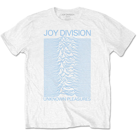 Joy Division - Unknown Pleasures-Blue On White -  White T-shirt