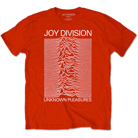 Joy Division - Unknown Pleasures-White On Red -  Red T-shirt