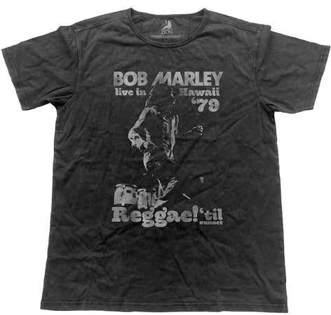 Bob Marley - -Hawaii-Vintage Live -Black Label Designer Black t-shirt