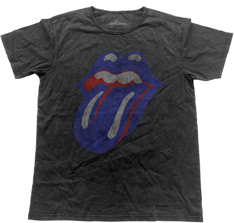 The Rolling Stones - Vintage Blue & Lonesome Tongue  - Black Label Designer Black t-shirt