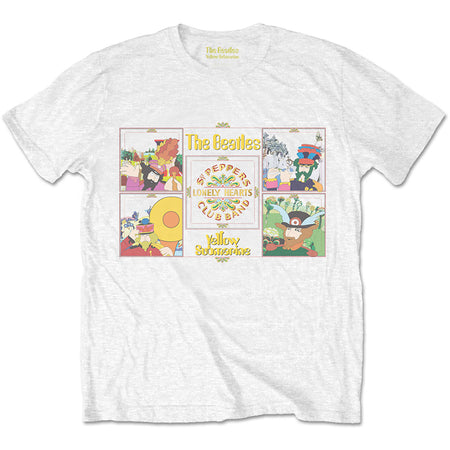 The Beatles - Yellow Submarine-Sgt Pepper Band - White t-shirt