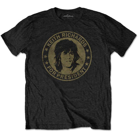 The Rolling Stones - Keith Richards For President - Black  T-shirt