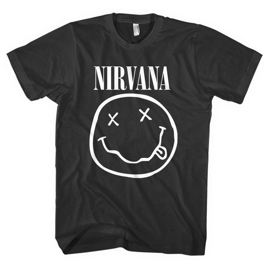 Nirvana - Kurt Cobain-White Smiley - Black t-shirt