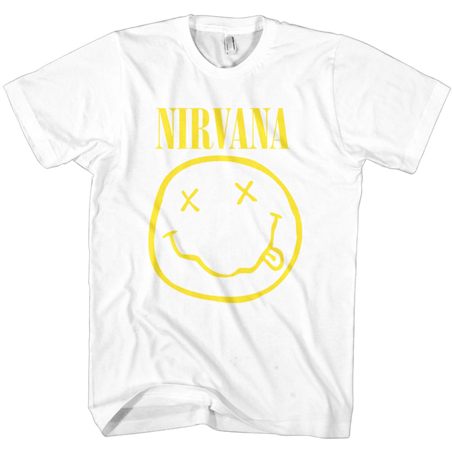 Nirvana - Kurt Cobain-Yellow Smiley - White t-shirt