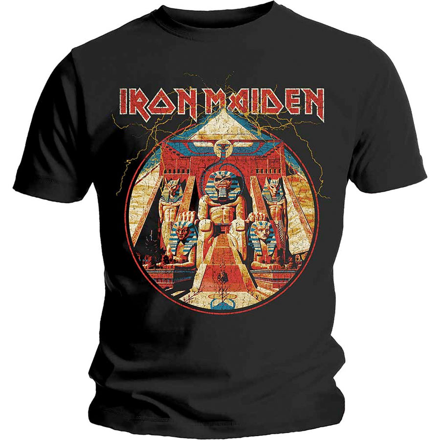 Iron Maiden - Powerslave Lightning Circle - Black T-shirt