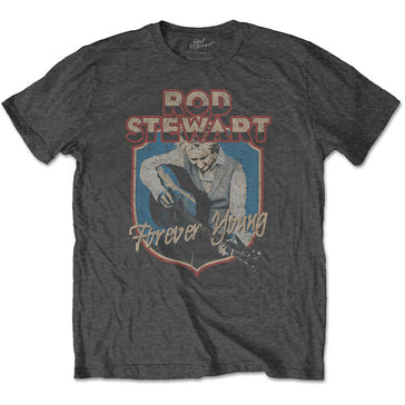 Rod Stewart - Forever Young-Crest - Charcoal T-shirt