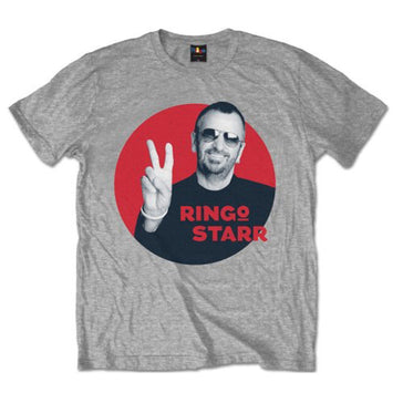 Ringo Starr - Peace Red Circle - Grey T-shirt