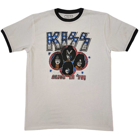 Kiss -Alive In '77 - White Ringer  t-shirt