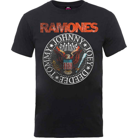The Ramones - Vintage Eagle Shield - Black  T-shirt