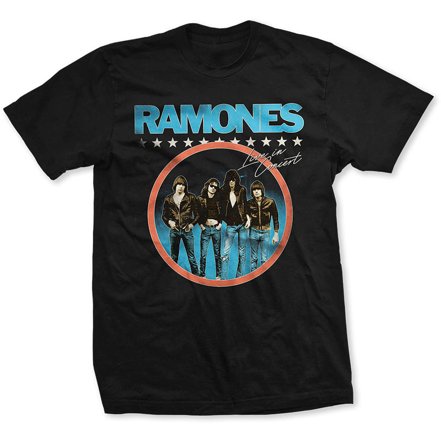 The Ramones - Circle Photo - Black  T-shirt