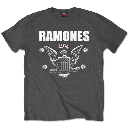 The Ramones - 1974 Eagle - Charcoal Grey  T-shirt