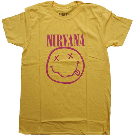 Nirvana- Pink Smiley - Yellow t-shirt