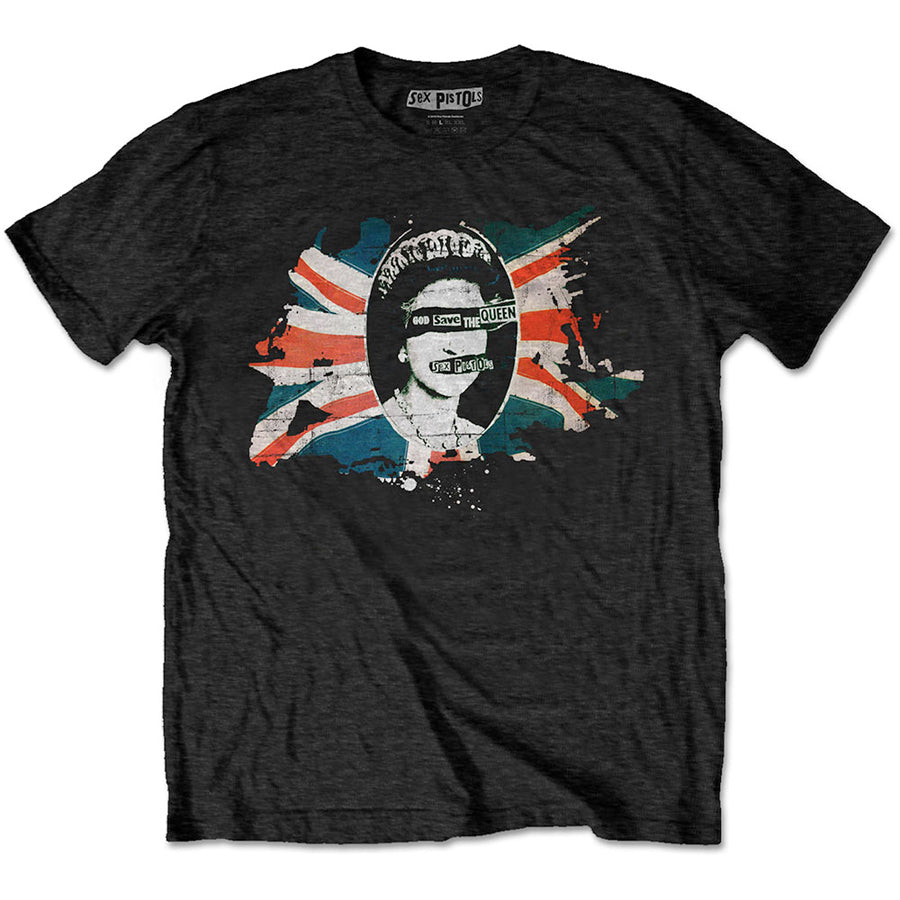 Sex Pistols - God Save The Queen-Torn Flag - Black T-shirt