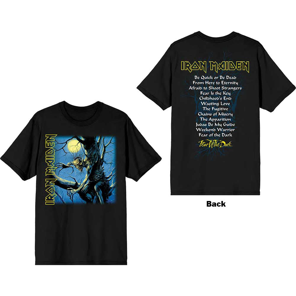 Iron Maiden - Fear Of The Dark with Tracklist backprint - Black T-shirt