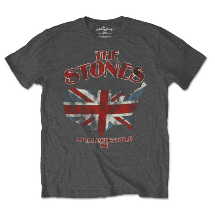 The Rolling Stones - Union Jack US Map 1981 - Charcoal Grey  T-shirt