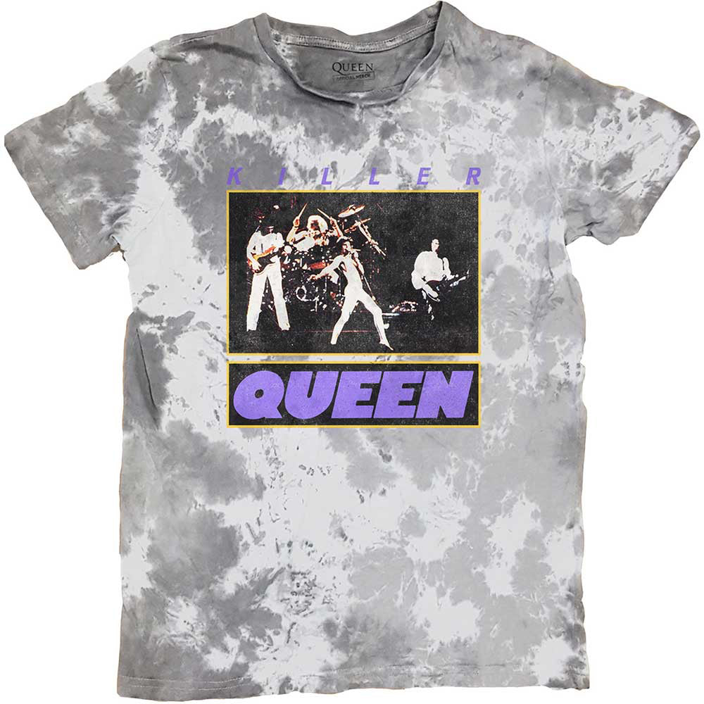 Queen - Freddie Mercury - Killer Queen -  Dye Wash Grey t-shirt