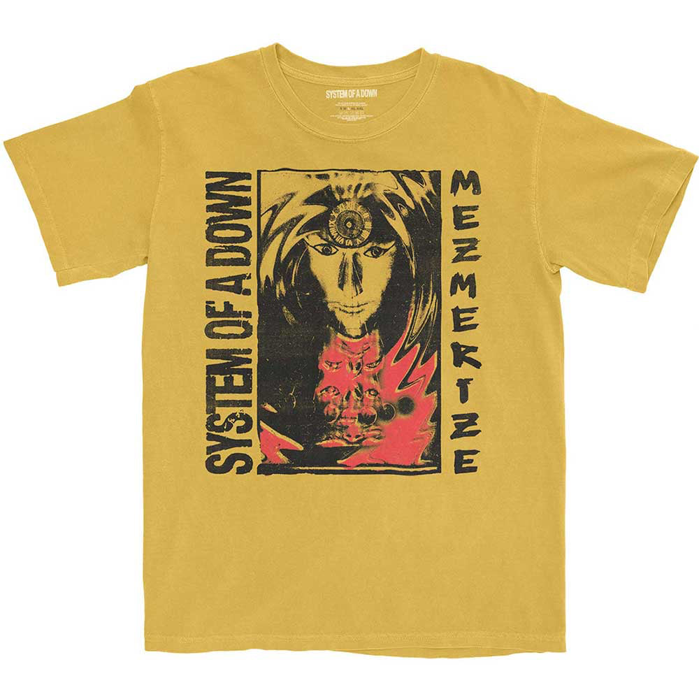 Systems Of A Down - Reflections -  Dip Dye Mineral Wash Mustard t-shirt