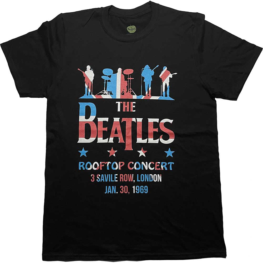 The Beatles - Drop T Rooftop Flag  - Black T-shirt