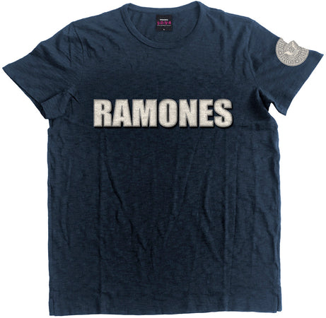 The Ramones - Logo and Applique Seal - Fashion Black T-shirt