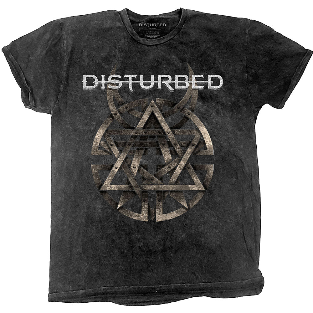 Disturbed - Riveted Dip Dye-Mineral Wash - Charcoal Grey t-shirt