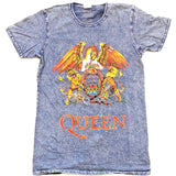 Queen - Classic Crest-Burn Out Treated Denim Blue t-shirt