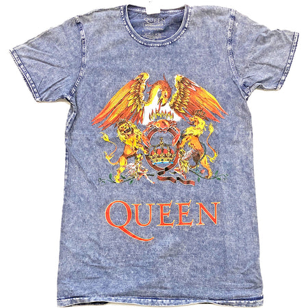 Queen - Classic Crest-Burn Out Treated Denim Blue t-shirt