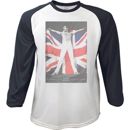 Queen - Freddie Mercury-Flag Photo - Raglan Baseball Jersey  t-shirt