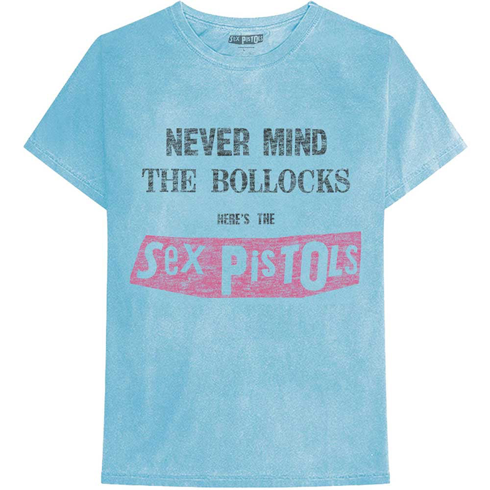 Sex Pistols - Never Mind The Bollocks  - Distressed Mineral Wash Blue T-shirt