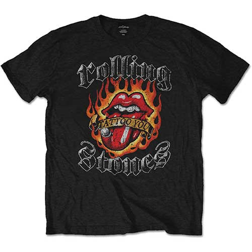 The Rolling Stones - Flaming Tattoo Tongue - Black t-shirt