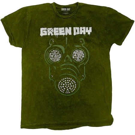 Green Day - Gas Mask Dip Dye - Khaki Green t-shirt
