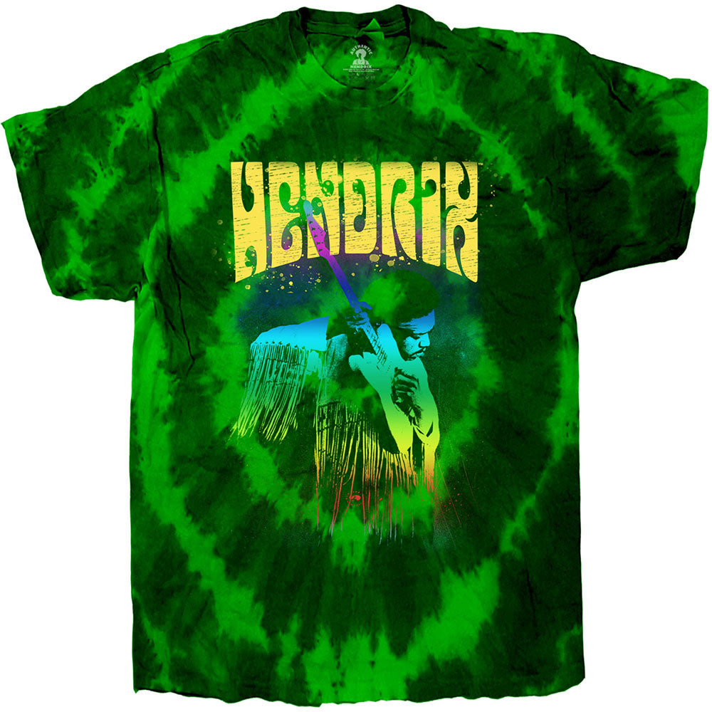 Jimi Hendrix - Hear The Vibe Dip Dye - Green t-shirt