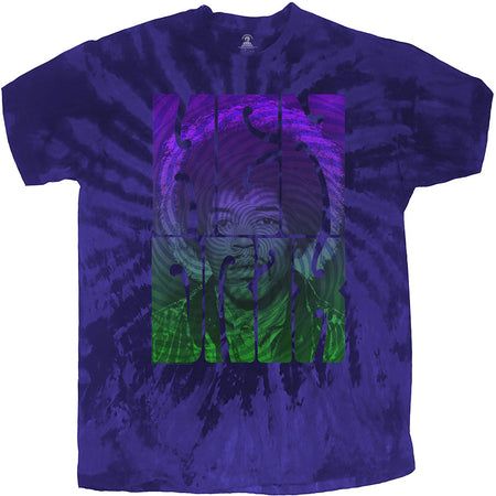 Jimi Hendrix - Swirly Text Dip Dye - Blue t-shirt