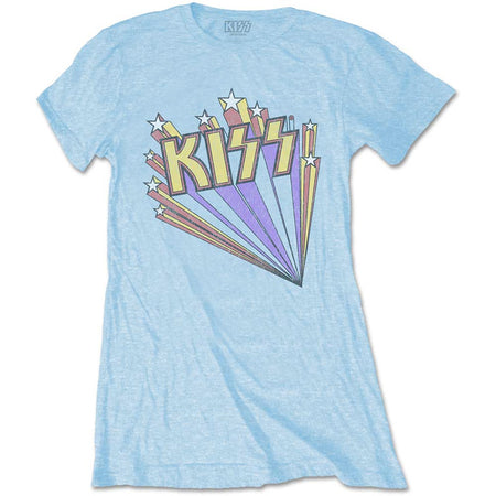 Kiss - Stars - Ladies Light Blue T-shirt