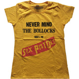 Sex Pistols-Never Mind..Original Album - Ladies Junior Yellow T-shirt