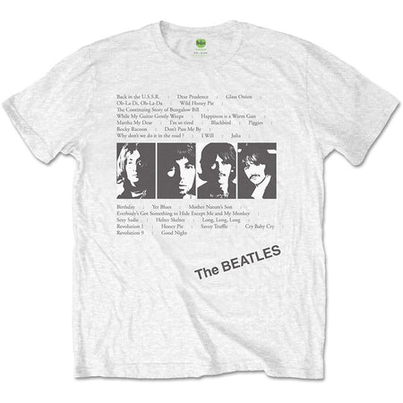 The Beatles - White Album Tracks with Backprint - White T-shirt