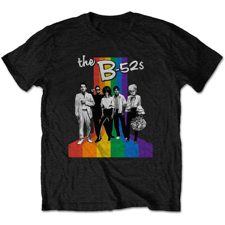 The B-52s - Rainbow Stripes - Black t-shirt