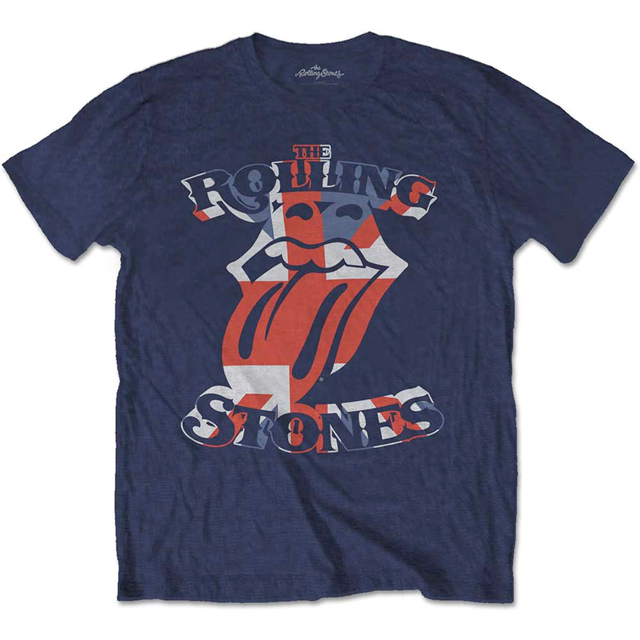 The Rolling Stones - British Flag Tongue - Navy Blue  T-shirt